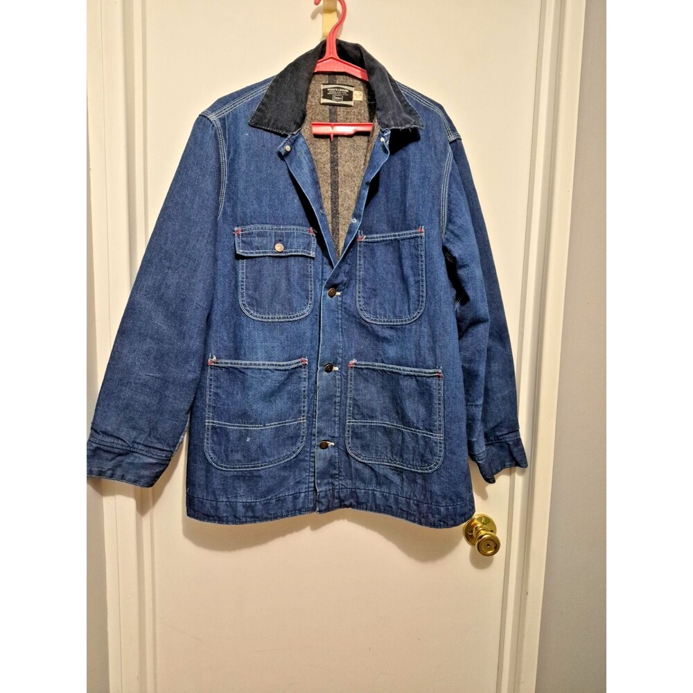 Vtg Sears Work N Leisure Denim Blue Blanket Lined Chore Jacket Adult M 30-40